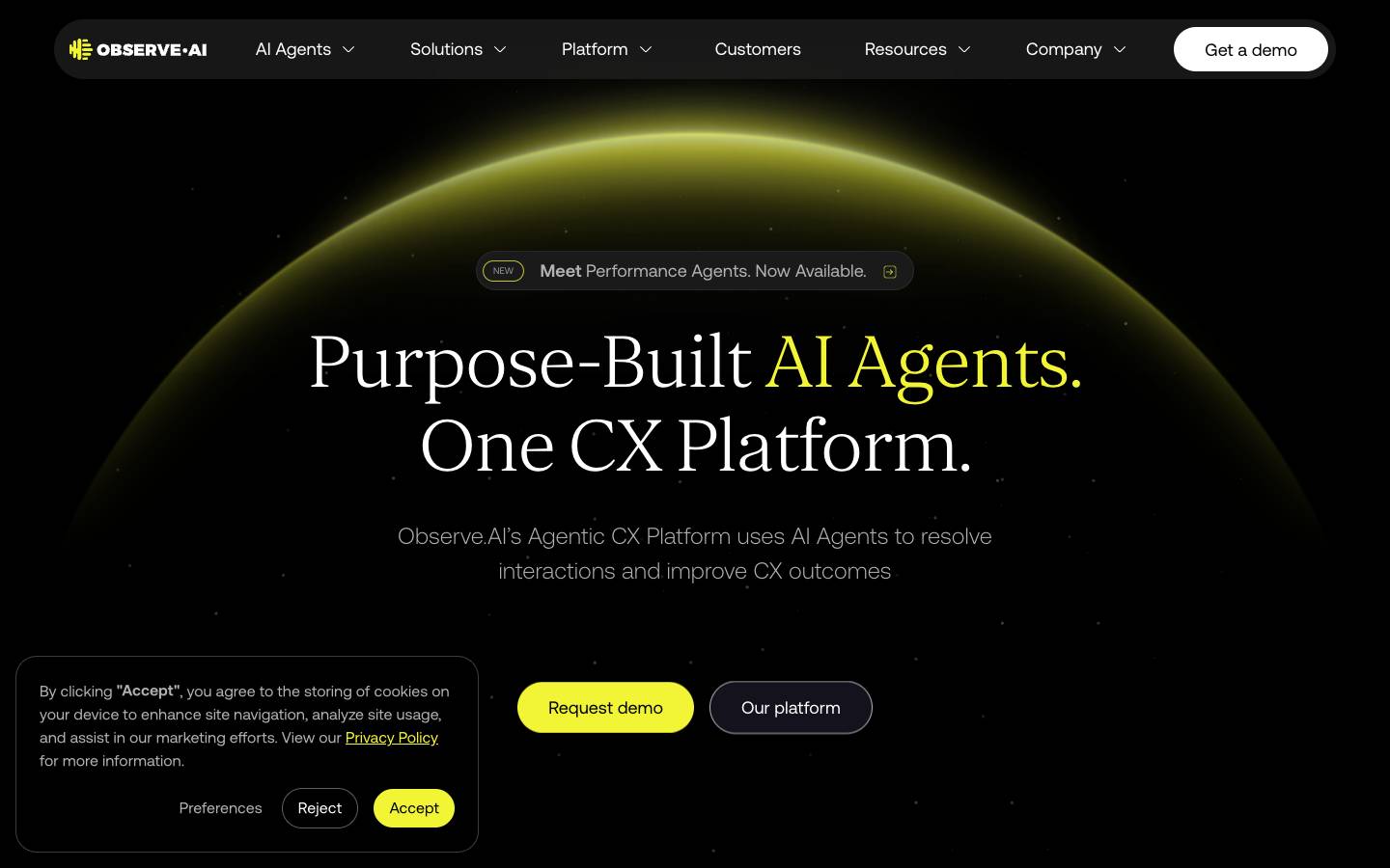 Observe's homepage, as read on Oct 2, 2026