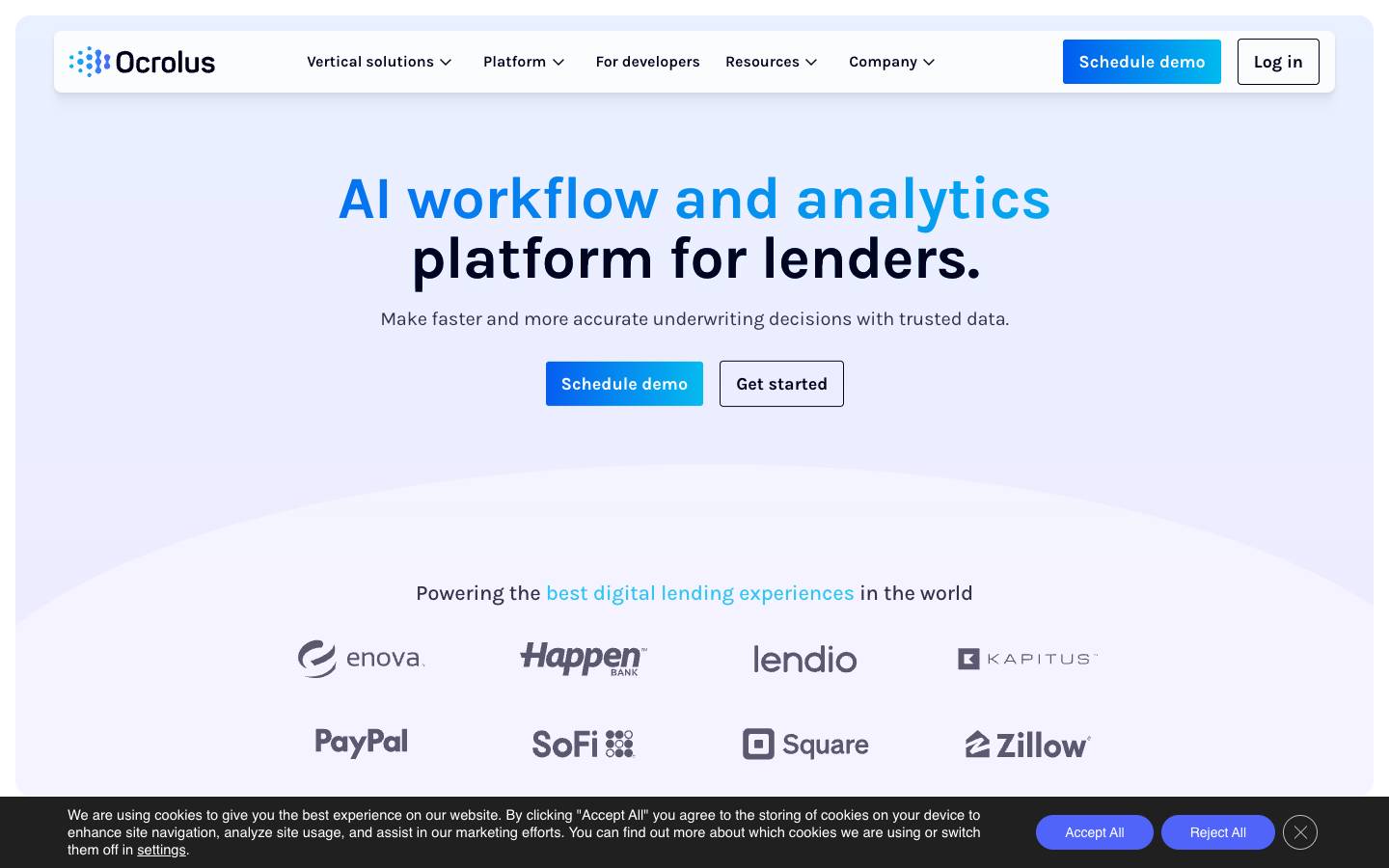 Ocrolus's homepage, as read on Oct 2, 2026