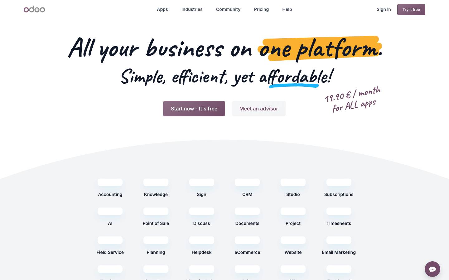 Odoo's homepage, as read on Oct 2, 2026