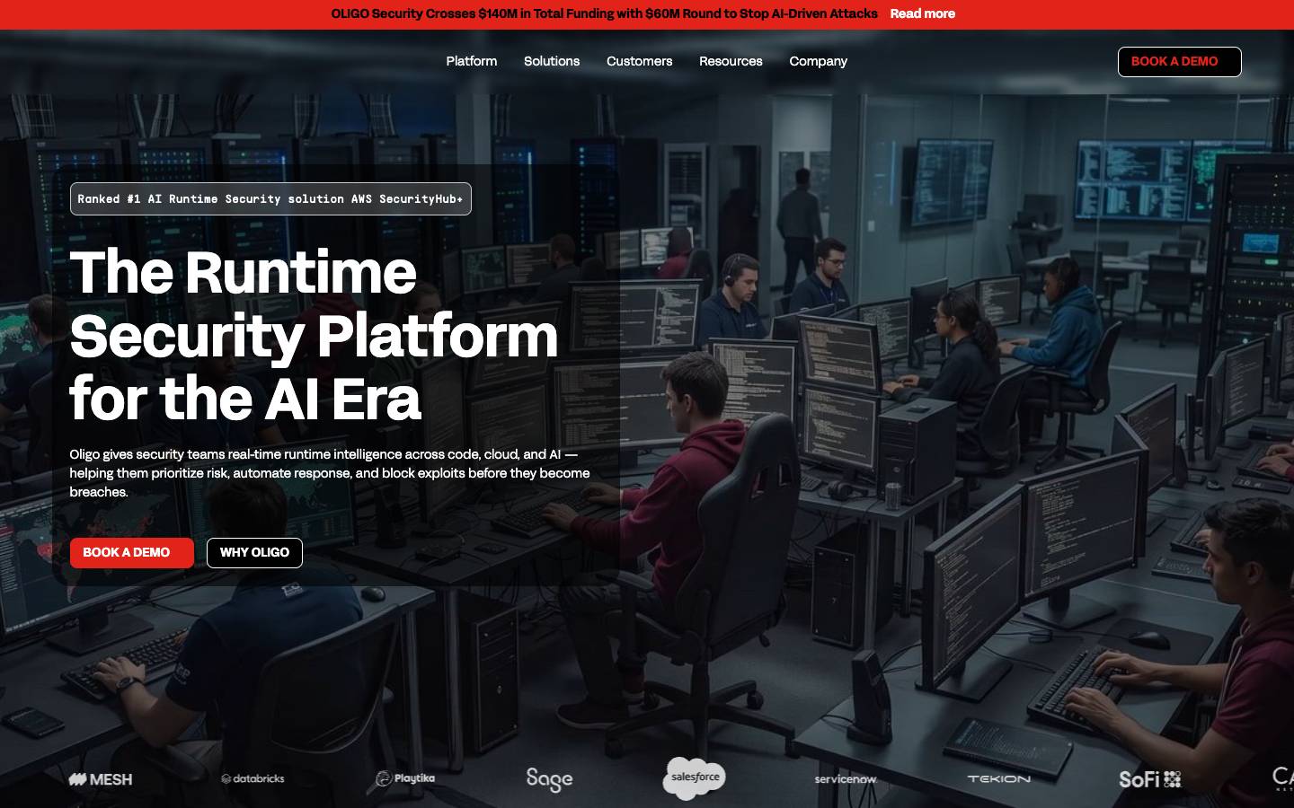 Oligo Security's homepage, as read on Oct 2, 2026