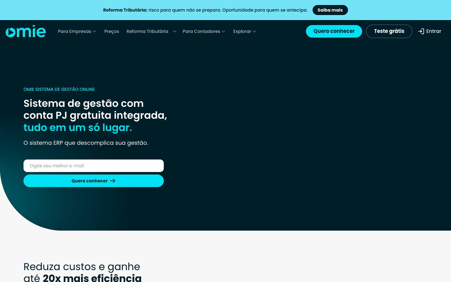 Omie's homepage, as read on Oct 2, 2026