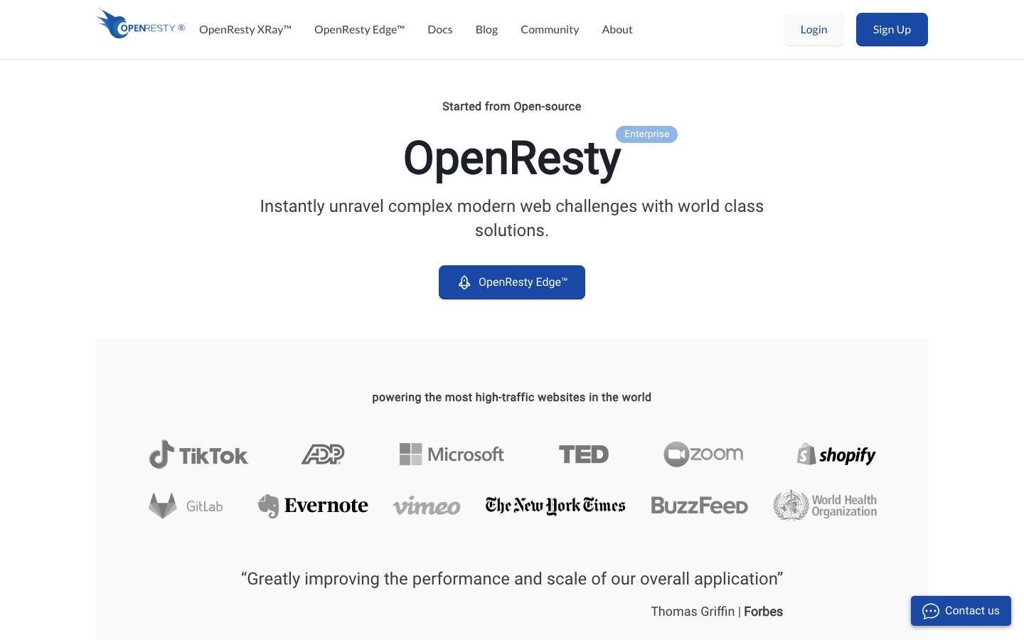 OpenResty's homepage, as read on Oct 2, 2026