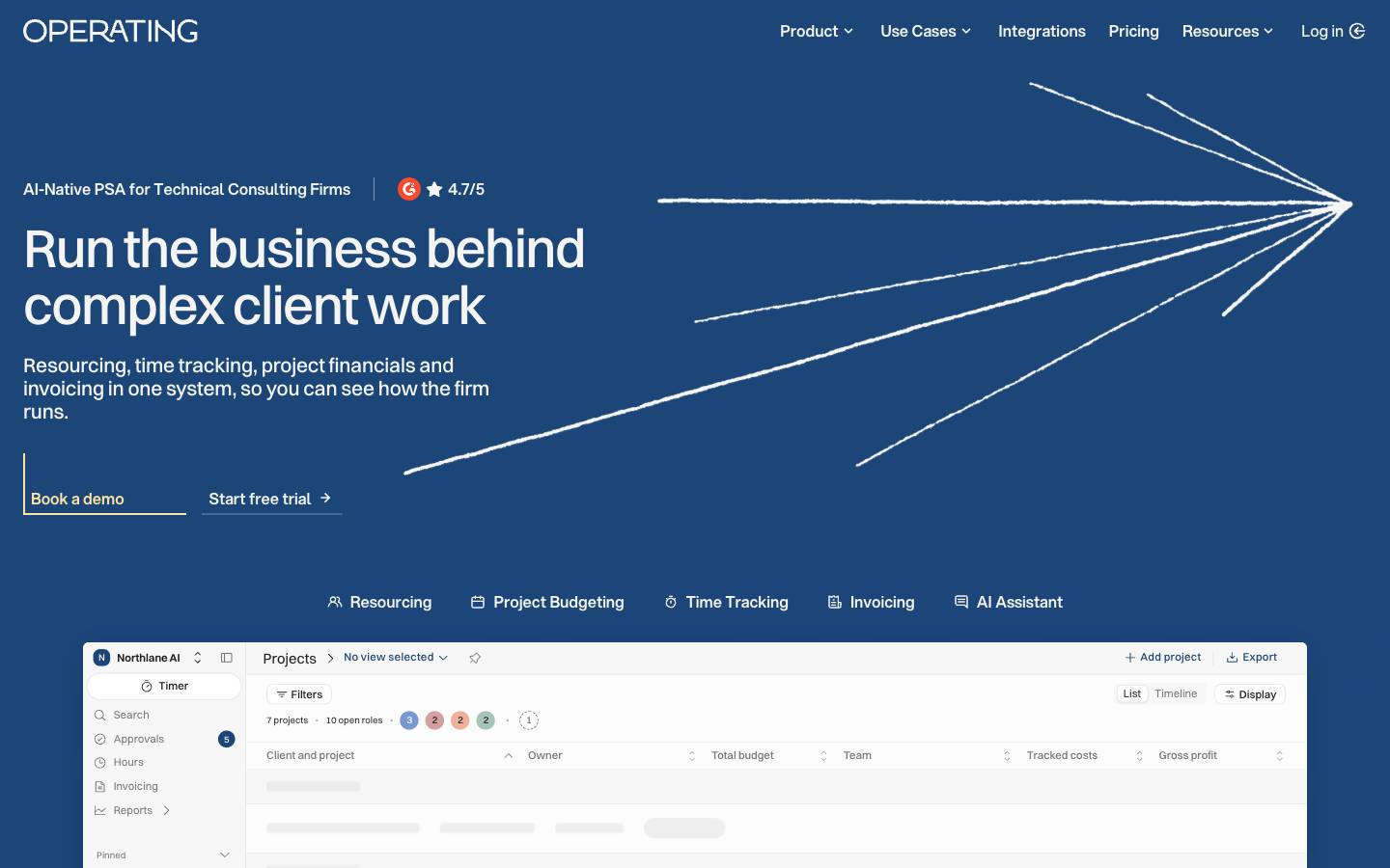 Operating's homepage, as read on Oct 2, 2026