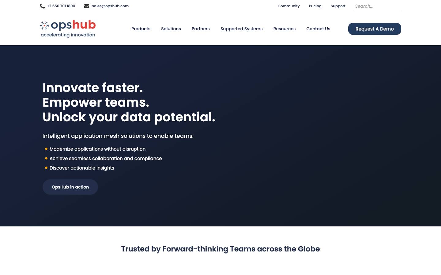 OpsHub's homepage, as read on Oct 2, 2026