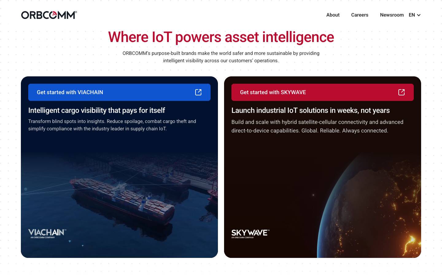 Orbcomm's homepage, as read on Oct 2, 2026