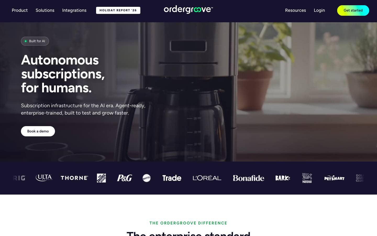 Ordergroove's homepage, as read on Oct 2, 2026