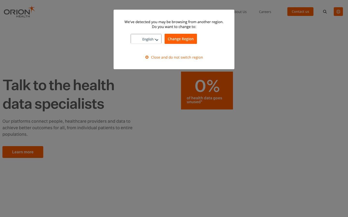 Orion Health's homepage, as read on Oct 2, 2026