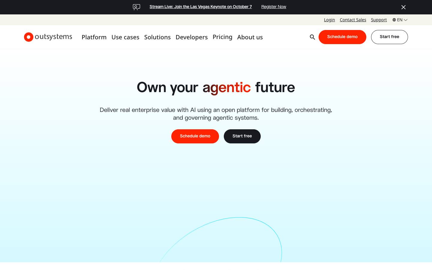 OutSystems's homepage, as read on Oct 2, 2026