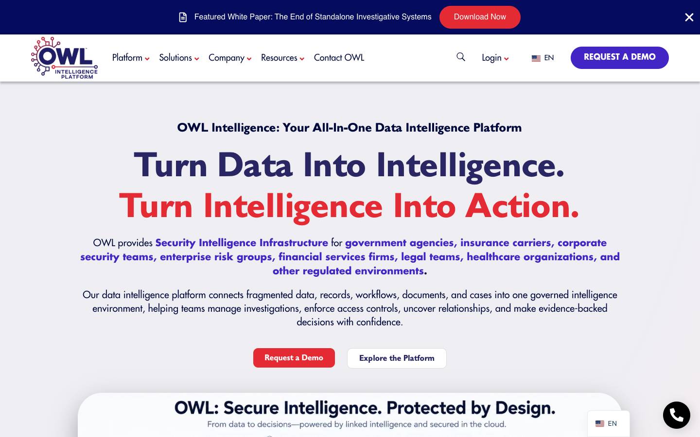OWL Intelligence's homepage, as read on Oct 2, 2026