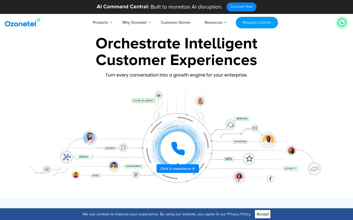 Ozonetel's homepage, as read on Oct 2, 2026