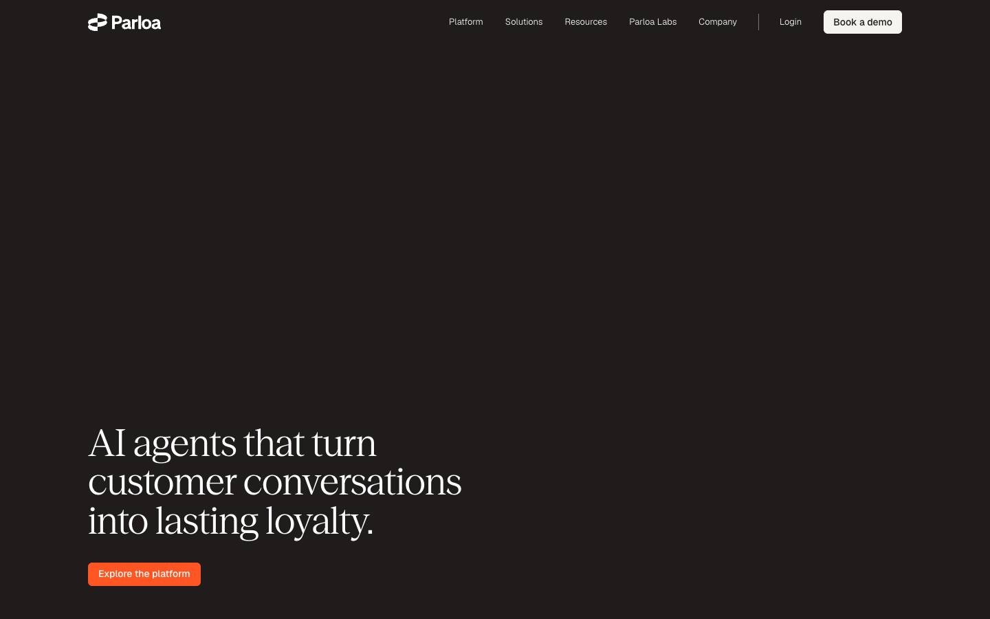 Parloa's homepage, as read on Oct 2, 2026