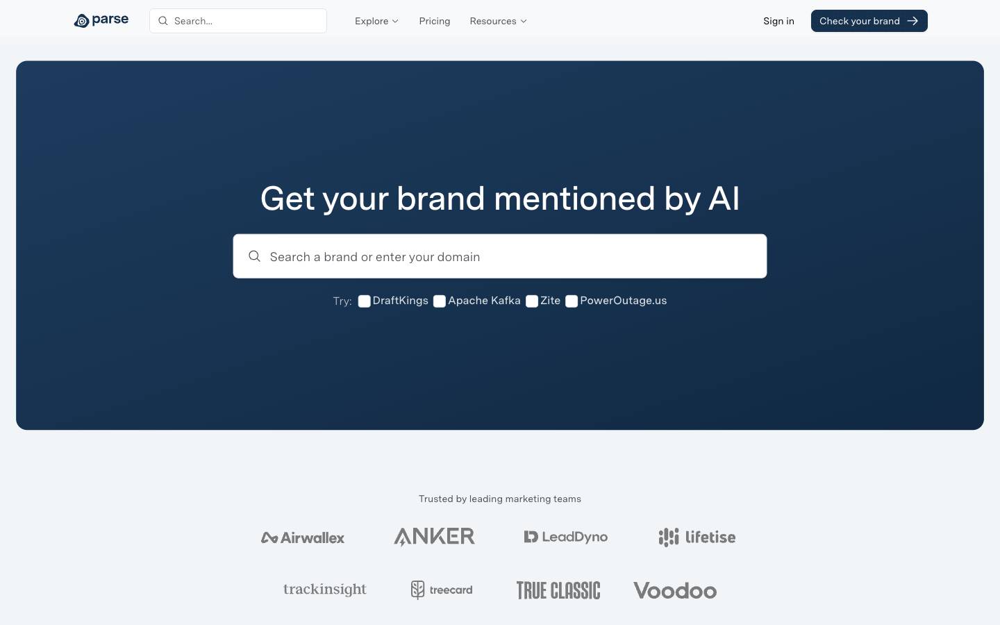 Parse's homepage, as read on Oct 2, 2026