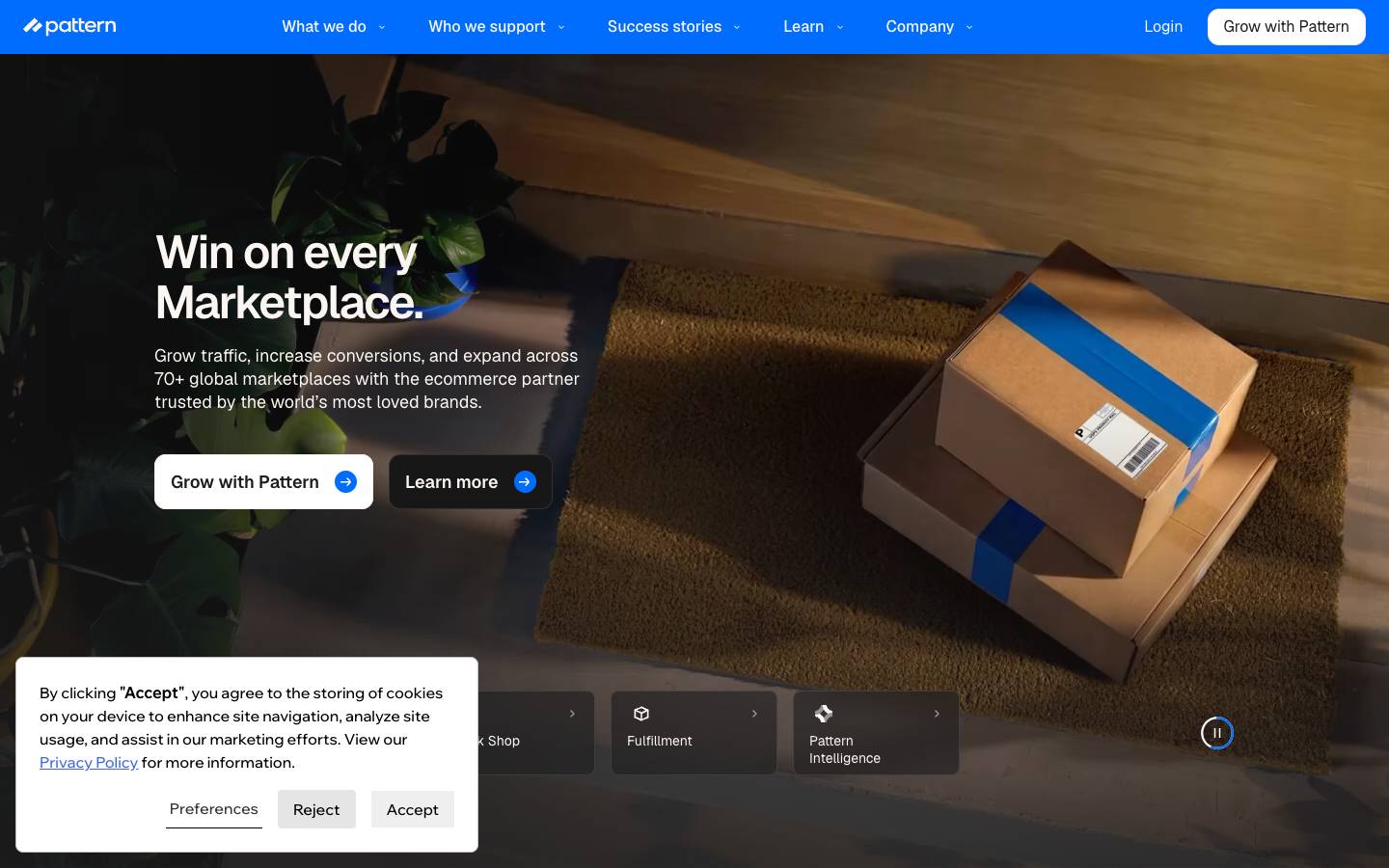 Pattern's homepage, as read on Oct 2, 2026