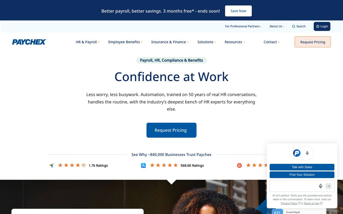 Paychex's homepage, as read on Oct 2, 2026