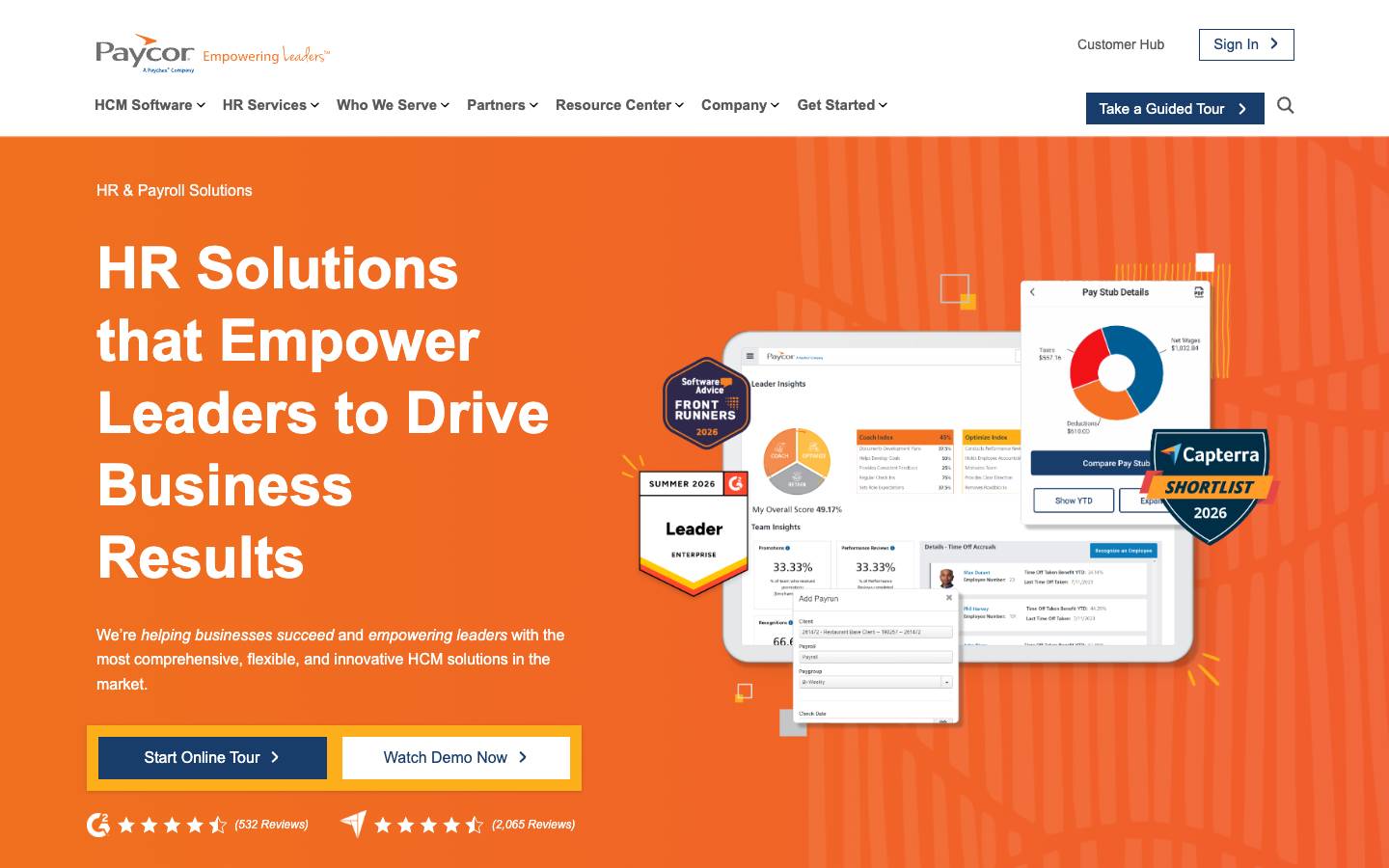 Paycor's homepage, as read on Oct 2, 2026
