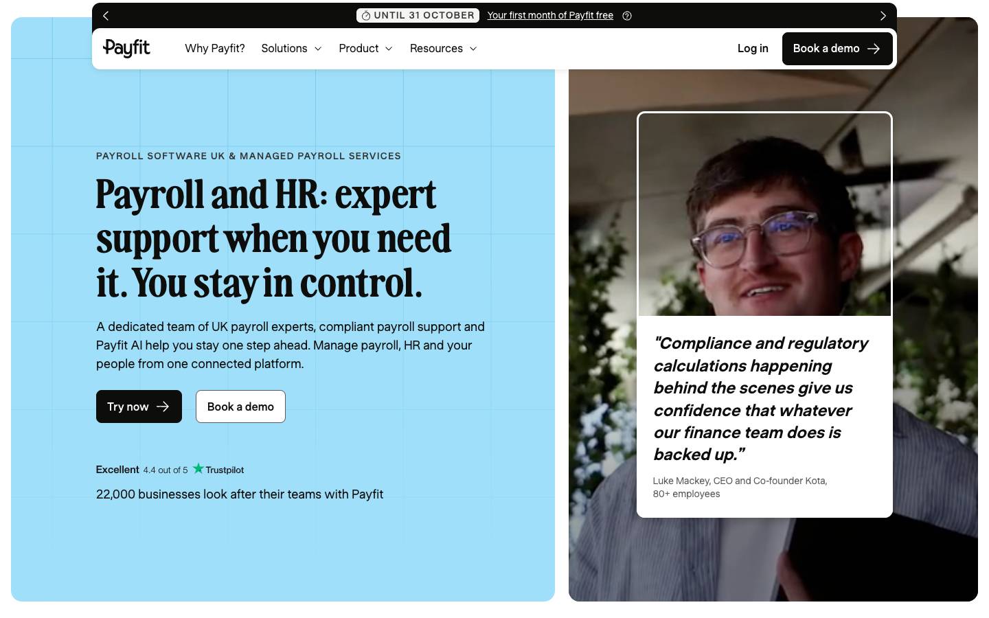 PayFit's homepage, as read on Oct 2, 2026