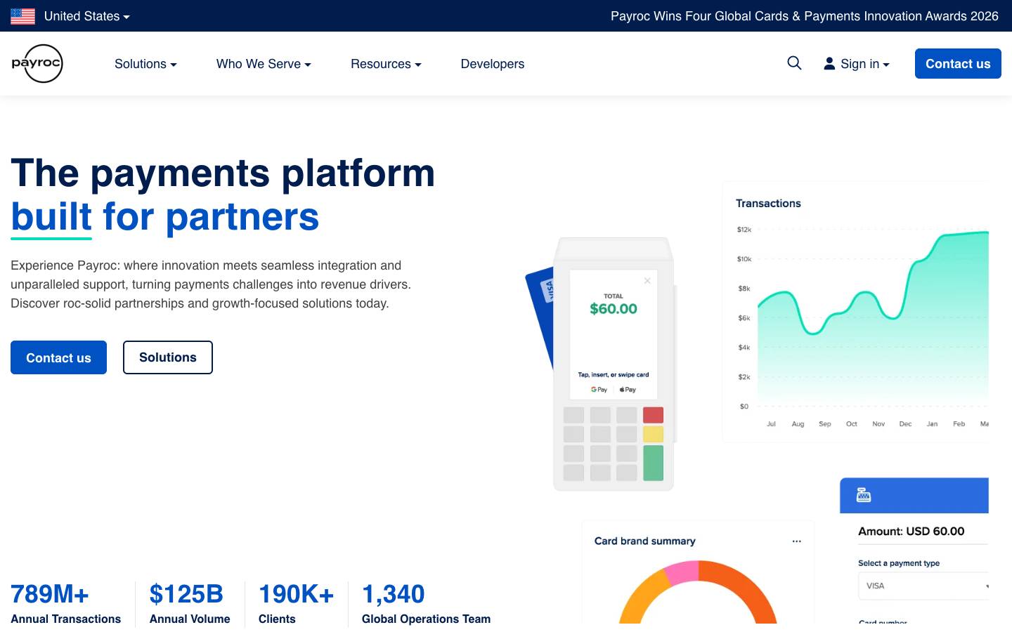 Payroc's homepage, as read on Oct 2, 2026