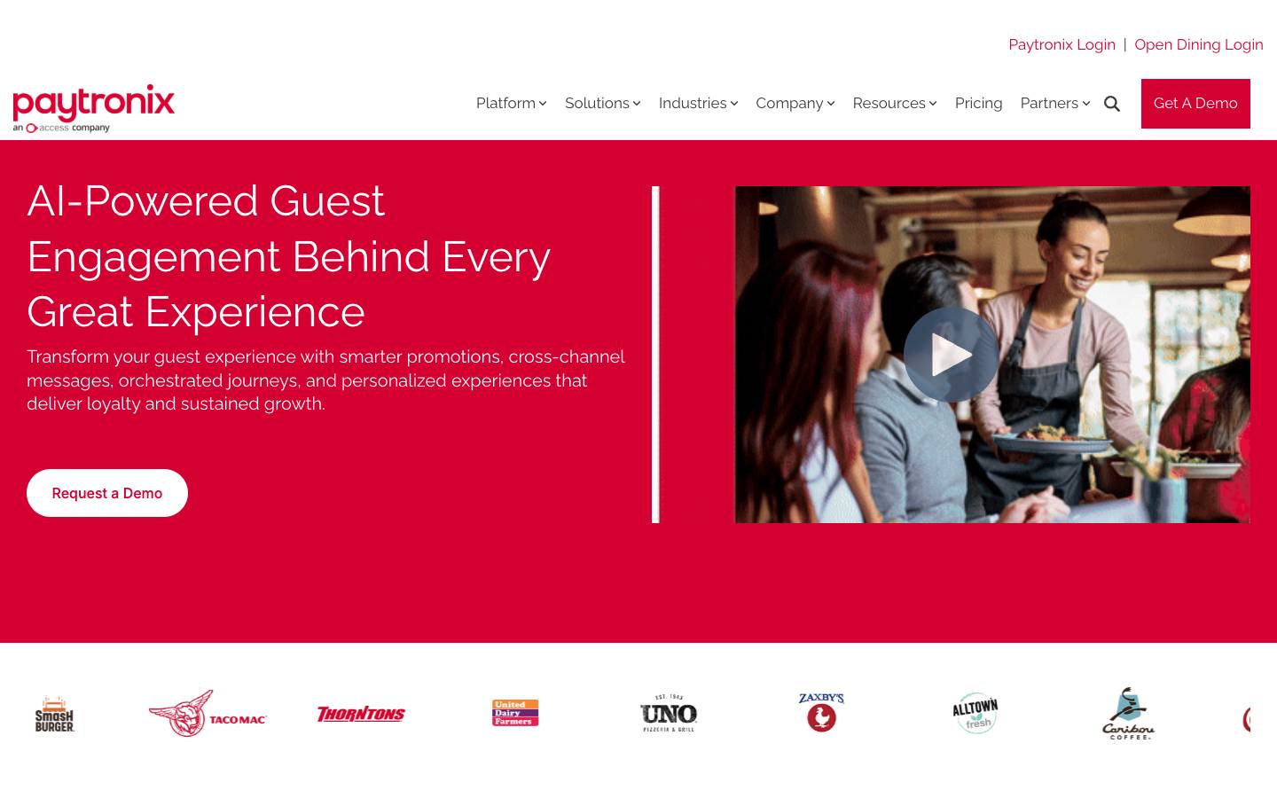 Paytronix's homepage, as read on Oct 2, 2026