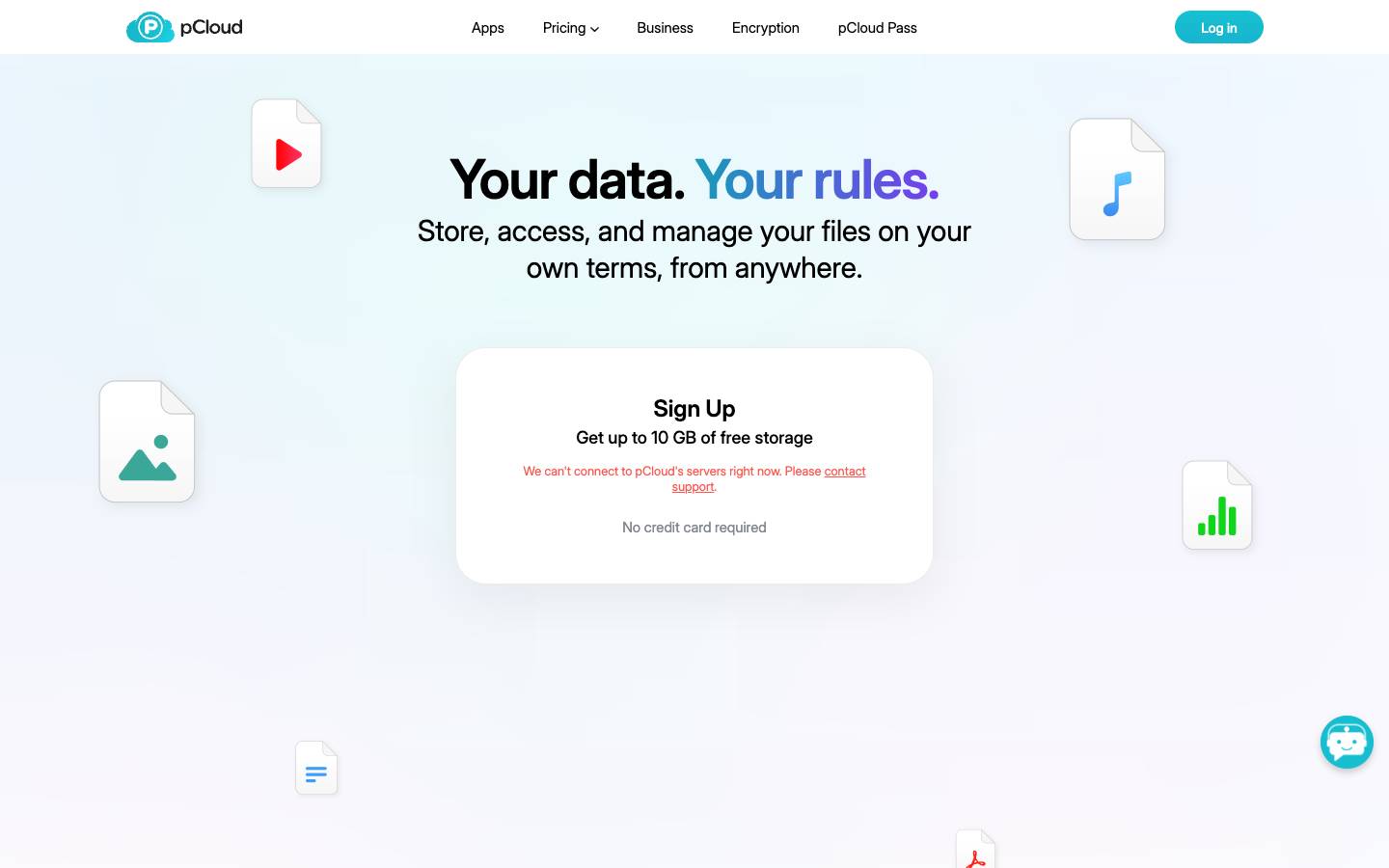 pCloud's homepage, as read on Oct 2, 2026