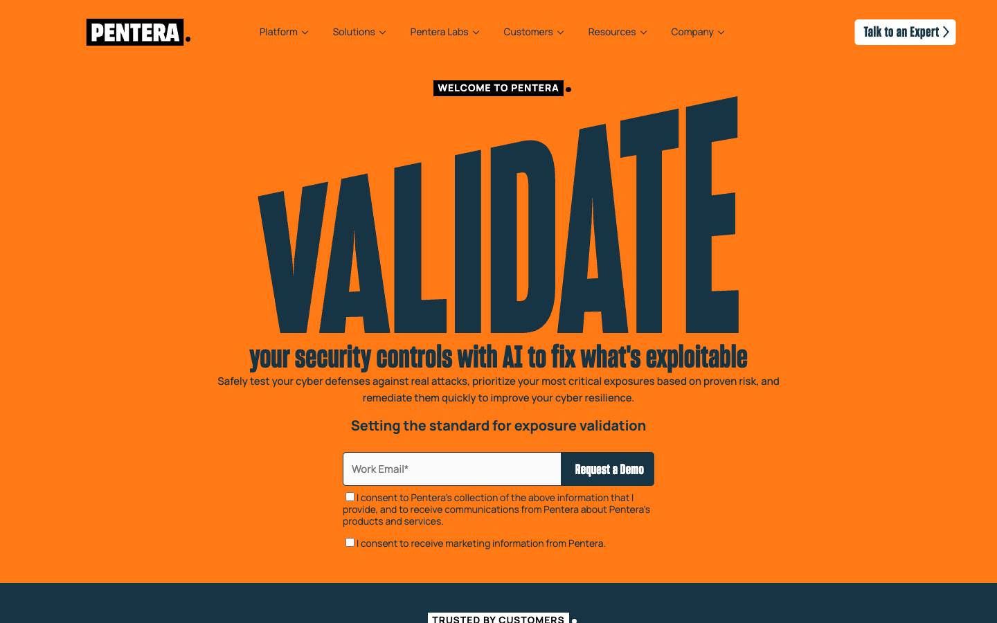 Pentera's homepage, as read on Oct 2, 2026
