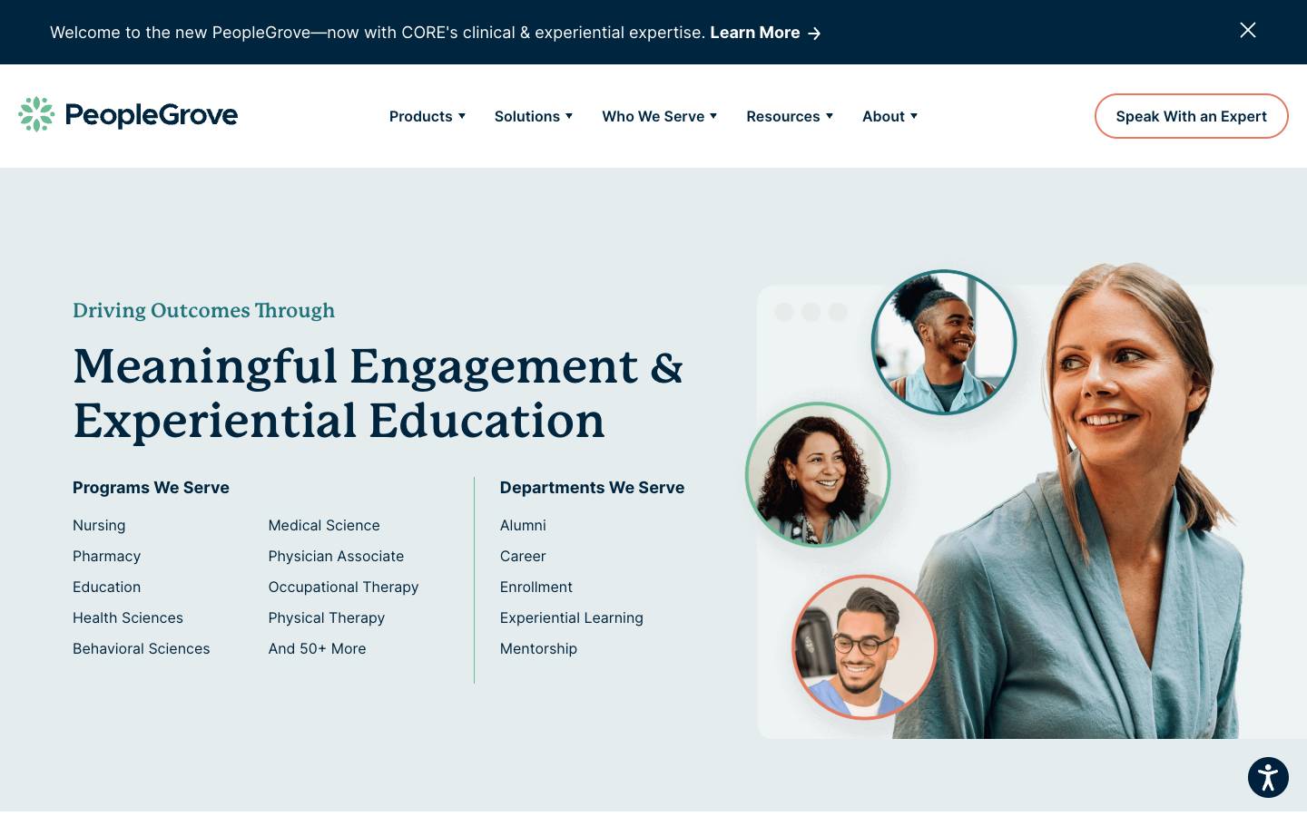 PeopleGrove's homepage, as read on Oct 2, 2026