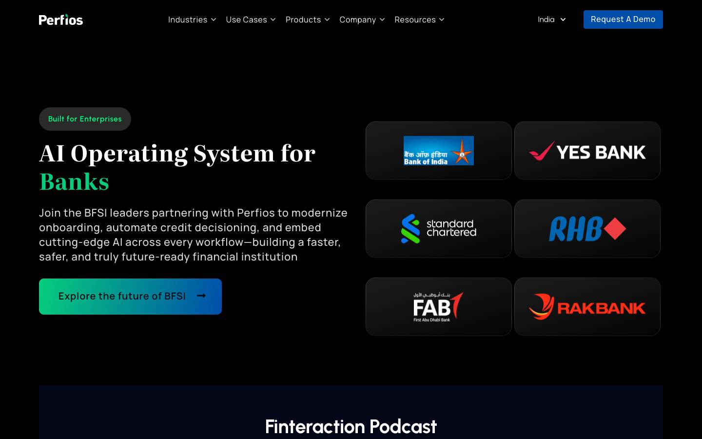 Perfios's homepage, as read on Oct 2, 2026