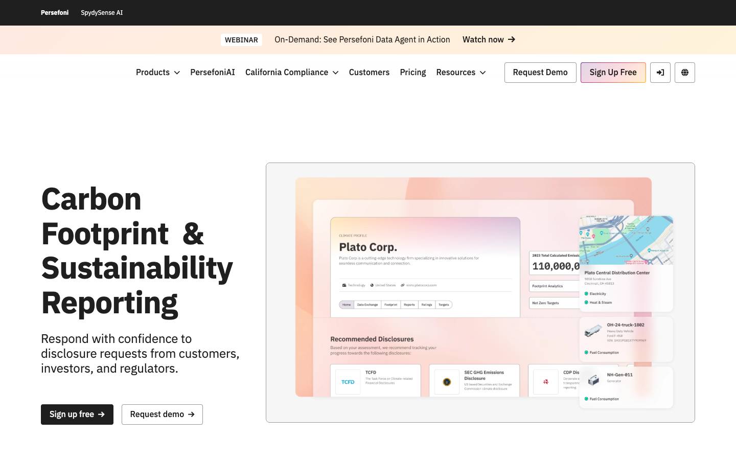 Persefoni's homepage, as read on Oct 2, 2026