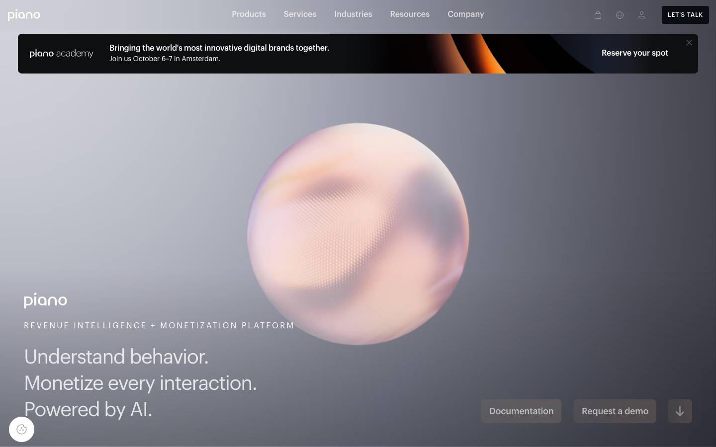 Piano's homepage, as read on Oct 6, 2026