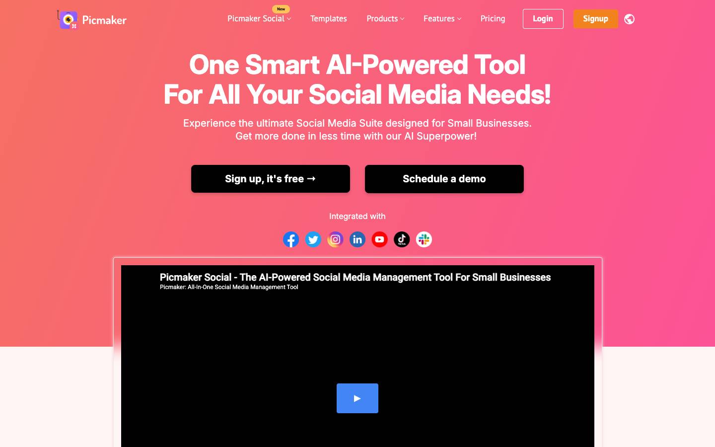 Picmaker's homepage, as read on Oct 2, 2026