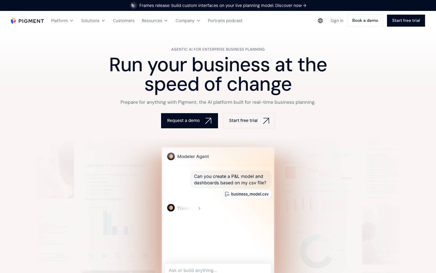 Pigment's homepage, as read on Oct 2, 2026