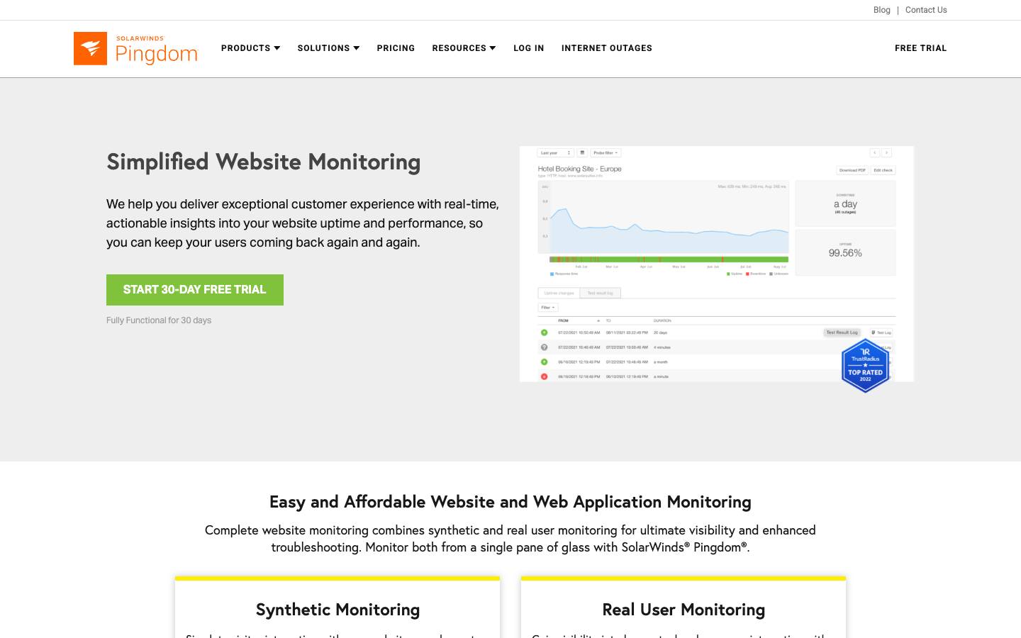 Pingdom's homepage, as read on Oct 2, 2026