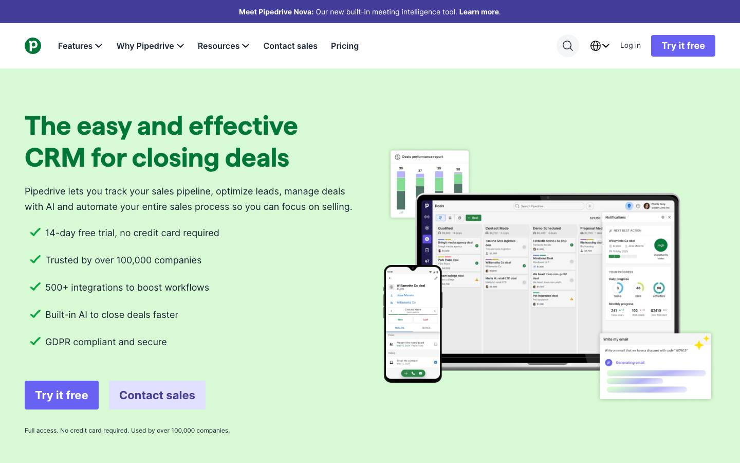 Pipedrive's homepage, as read on Oct 2, 2026