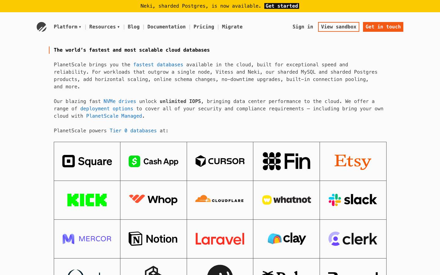 PlanetScale's homepage, as read on Oct 6, 2026