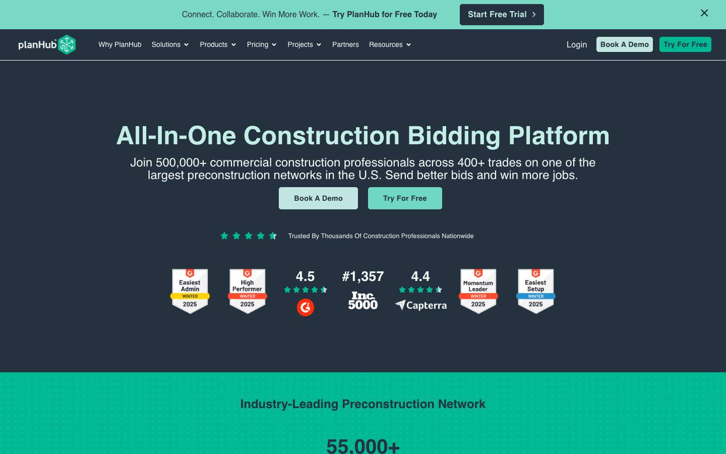PlanHub's homepage, as read on Oct 2, 2026