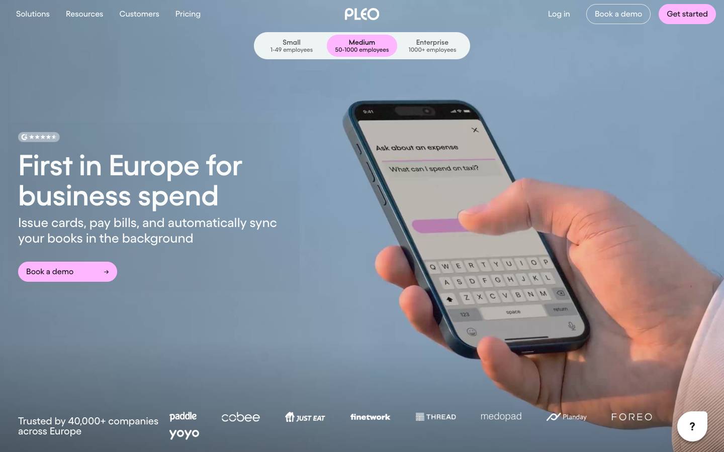 Pleo's homepage, as read on Oct 2, 2026