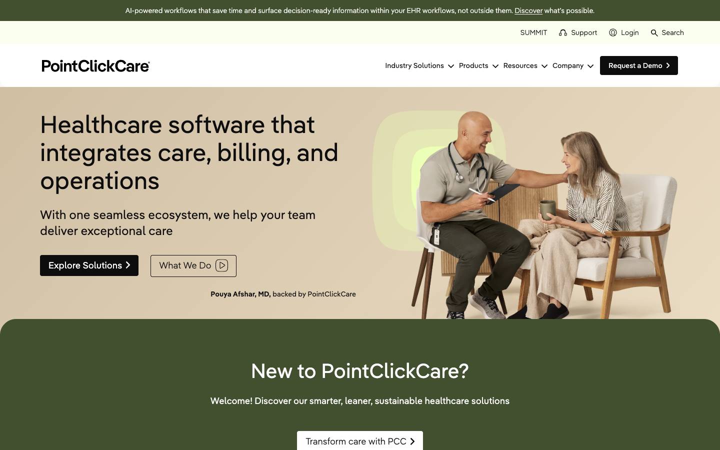 PointClickCare's homepage, as read on Oct 2, 2026