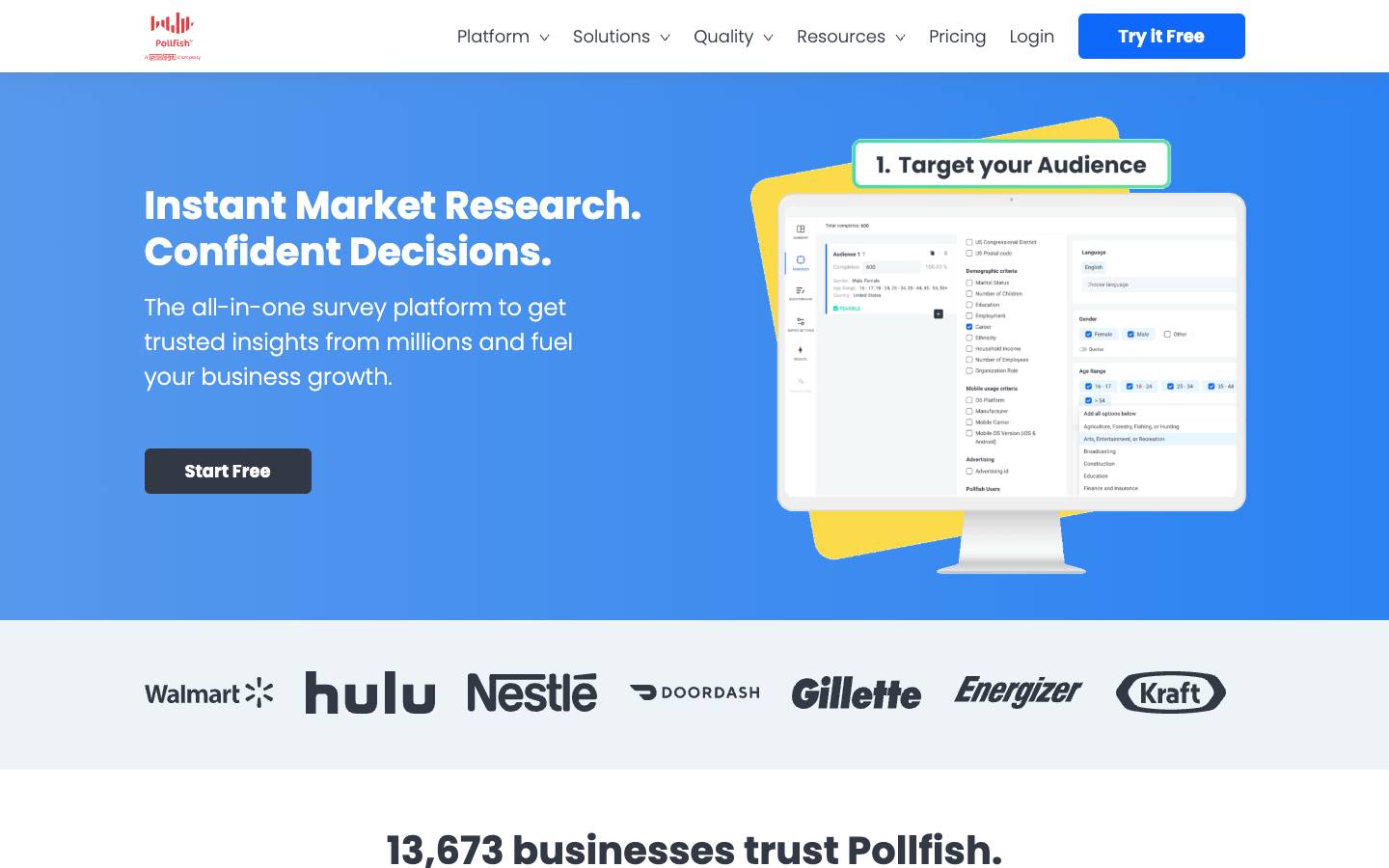 Pollfish's homepage, as read on Oct 2, 2026