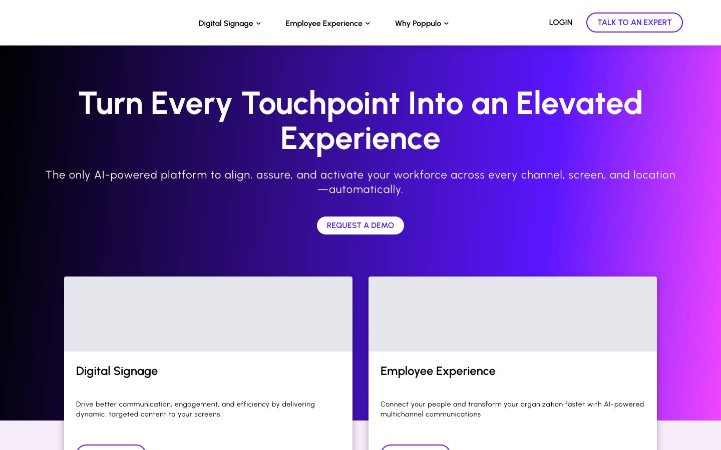 Poppulo's homepage, as read on Oct 2, 2026