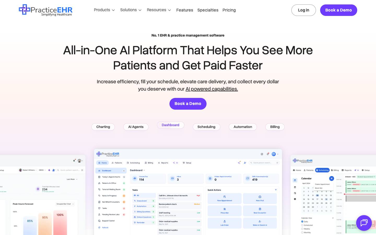 PracticeEHR's homepage, as read on Oct 2, 2026