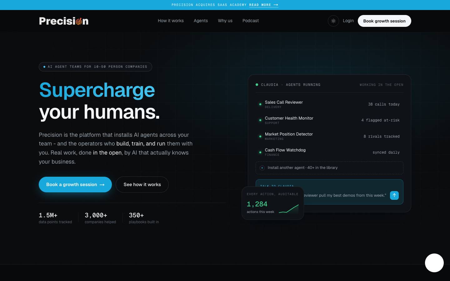 Precision's homepage, as read on Oct 2, 2026