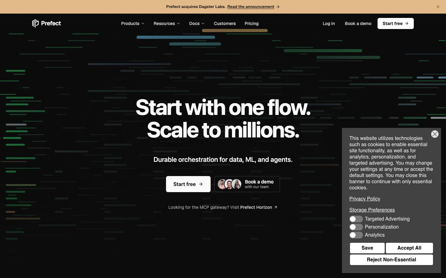 Prefect's homepage, as read on Oct 2, 2026