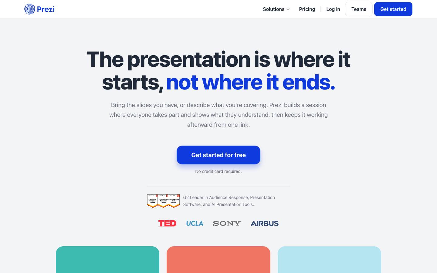 Prezi's homepage, as read on Oct 2, 2026