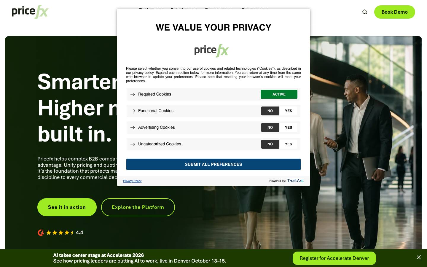 Pricefx's homepage, as read on Oct 2, 2026