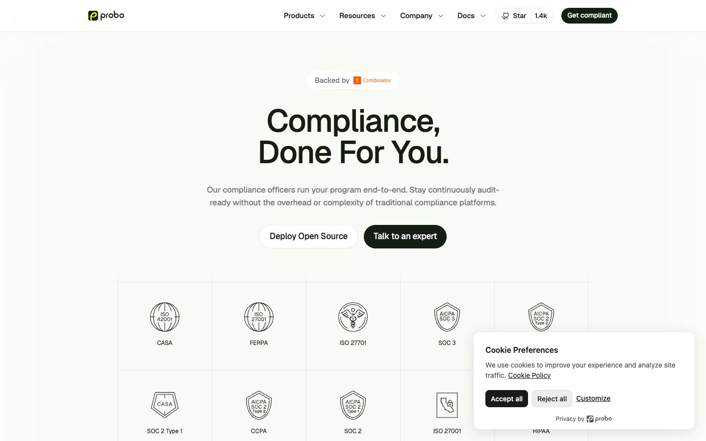Probo's homepage, as read on Oct 2, 2026