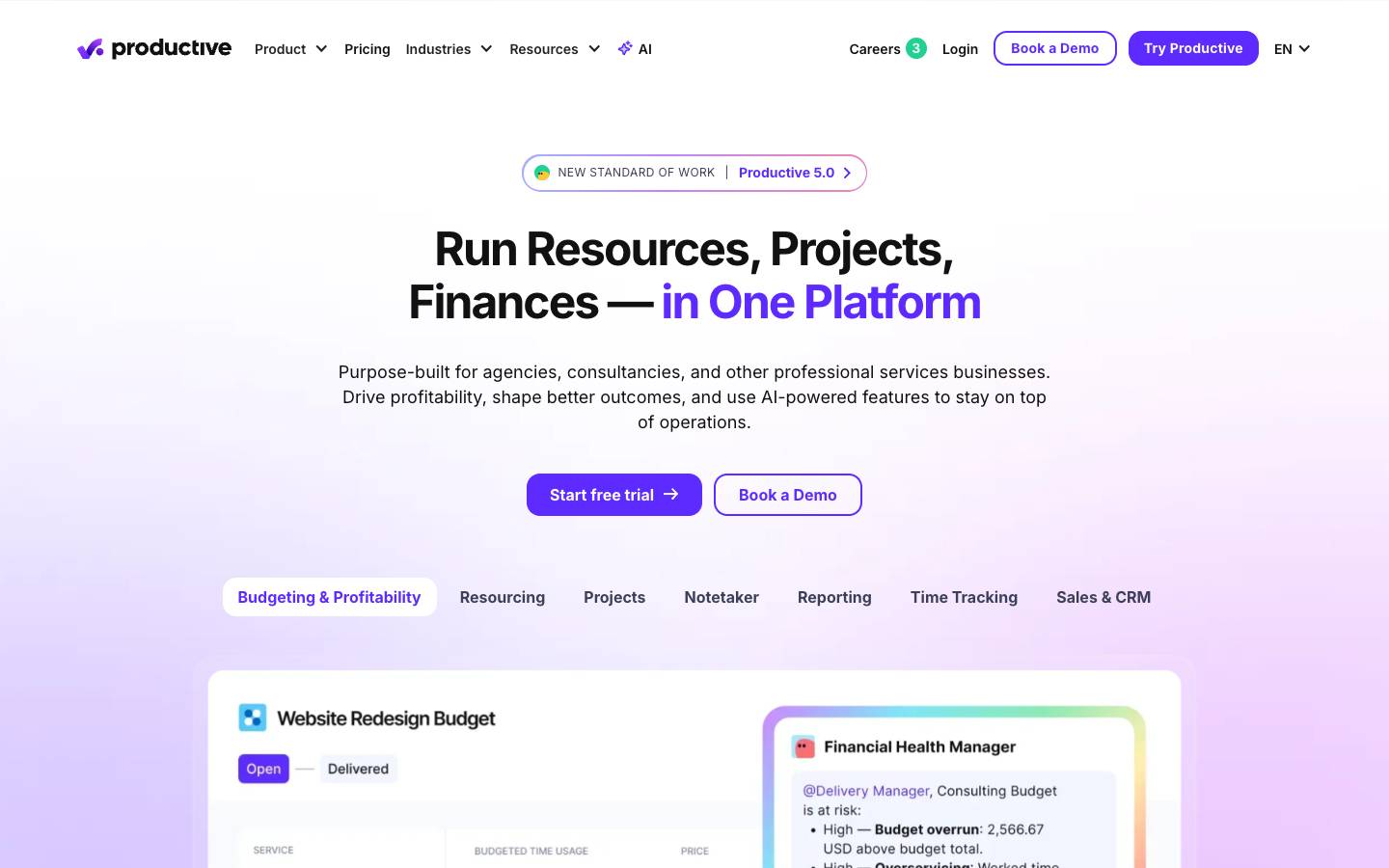 Productive's homepage, as read on Oct 2, 2026