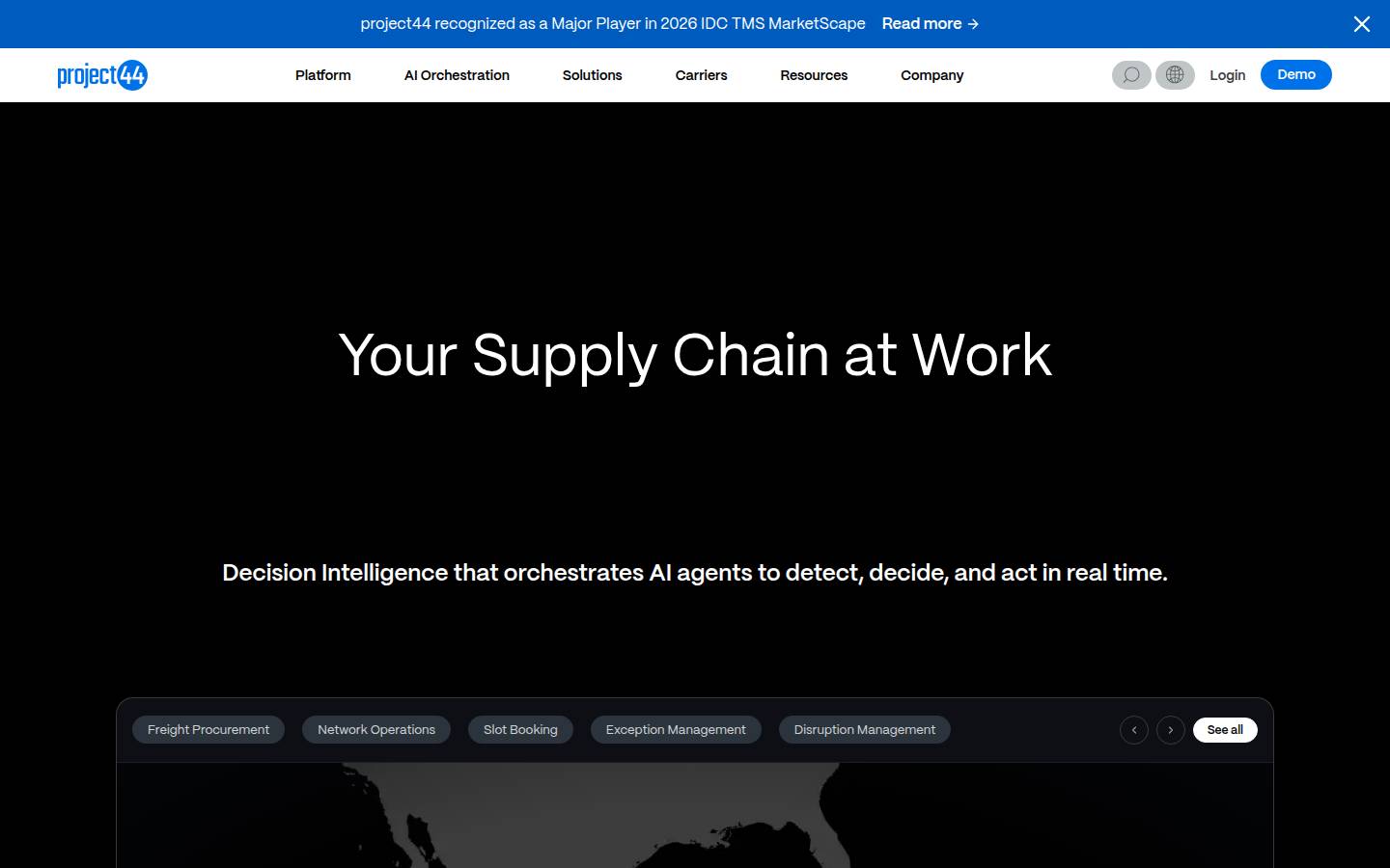 project44's homepage, as read on Oct 3, 2026