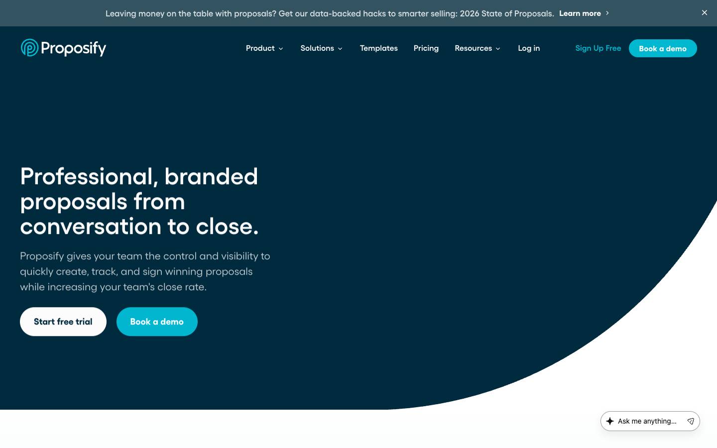 Proposify's homepage, as read on Oct 2, 2026
