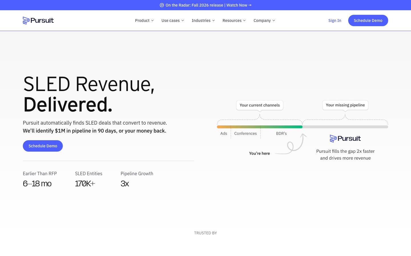 Pursuit's homepage, as read on Oct 2, 2026