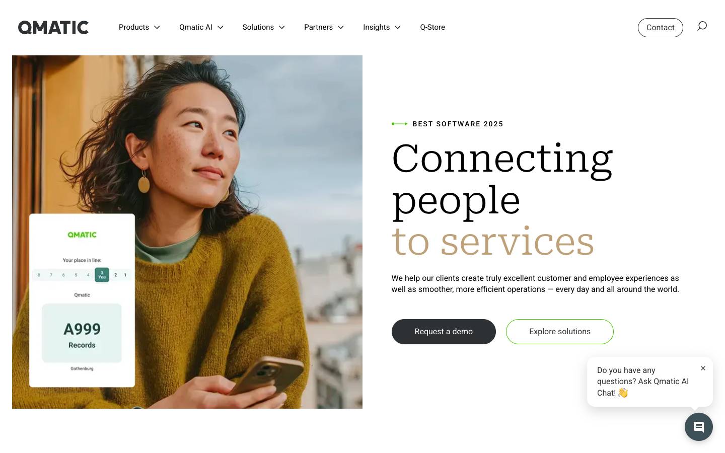Qmatic's homepage, as read on Oct 2, 2026