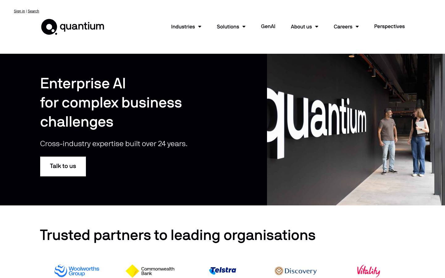 Quantium's homepage, as read on Oct 2, 2026